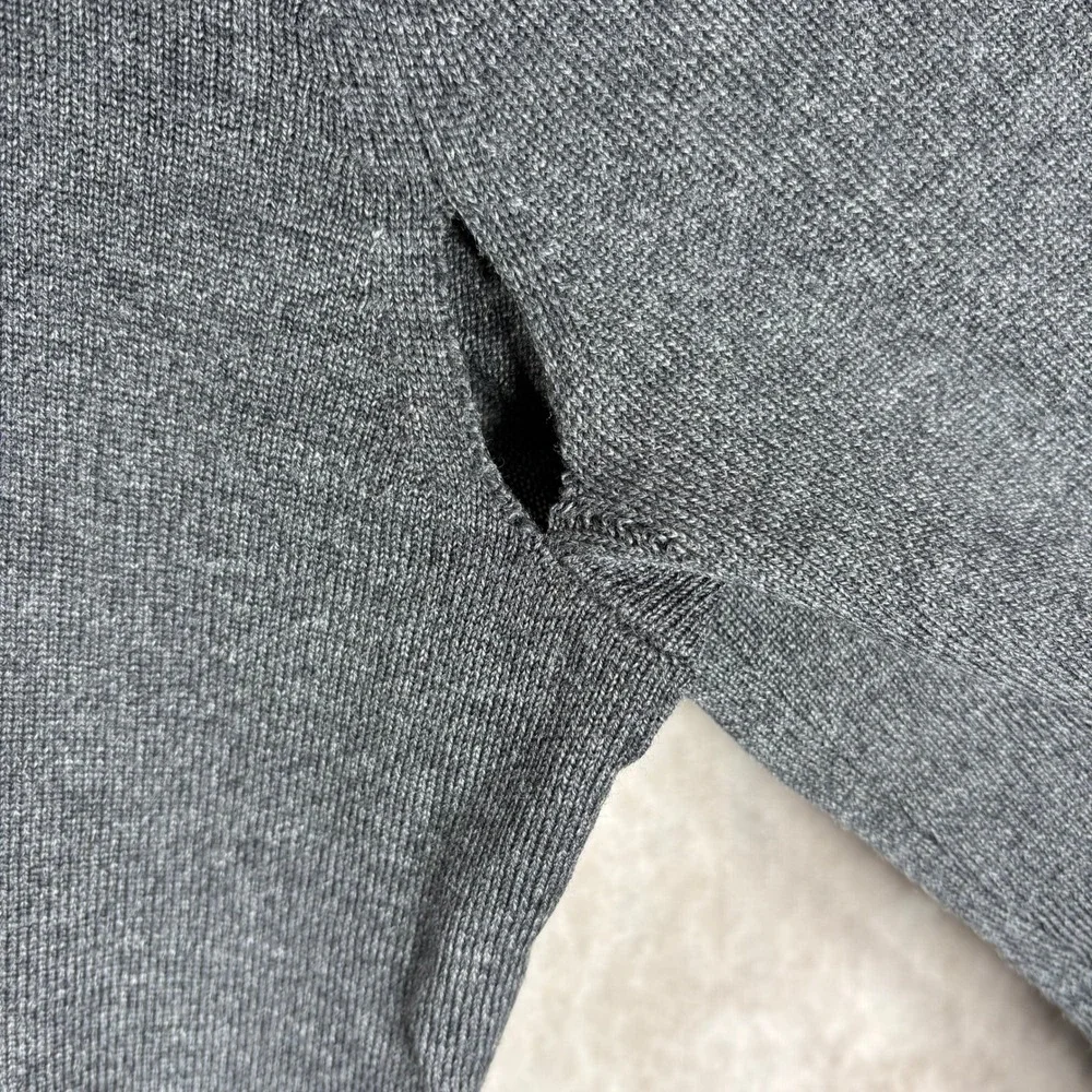 Banana Republic Sweater Mens Large Gray‎ Italian Merino Wool Crewneck Pullover